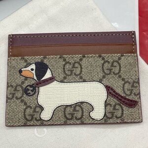 Gucci Beige GG Dog card bag